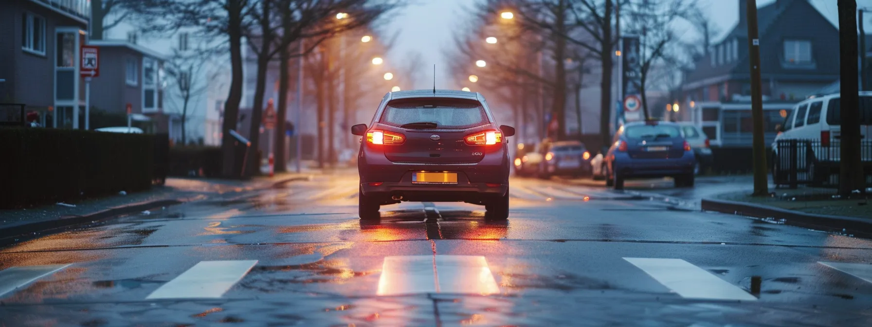 a person confidently parallel parking their car during a driving test preparation session.