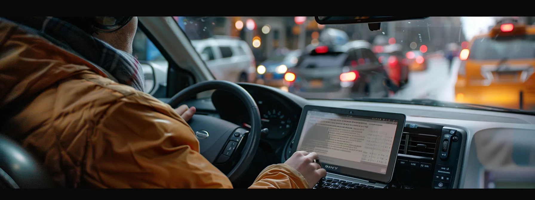 a person studying traffic laws and road rules for their ny permit test with a laptop open to roadtestsny.com.