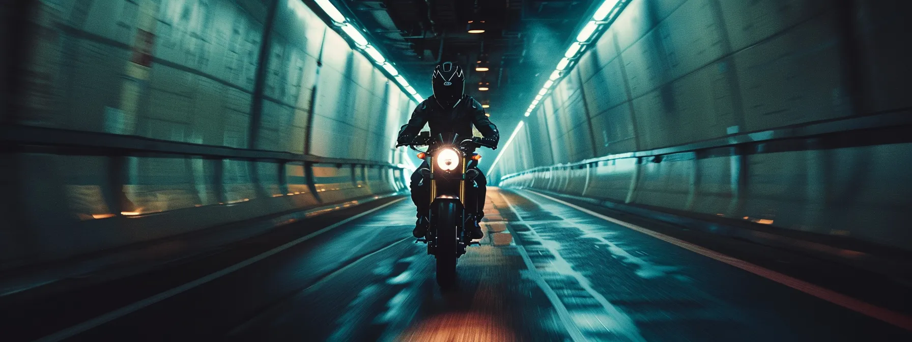 a motorcycle driver navigating through a challenging road test course in new york.