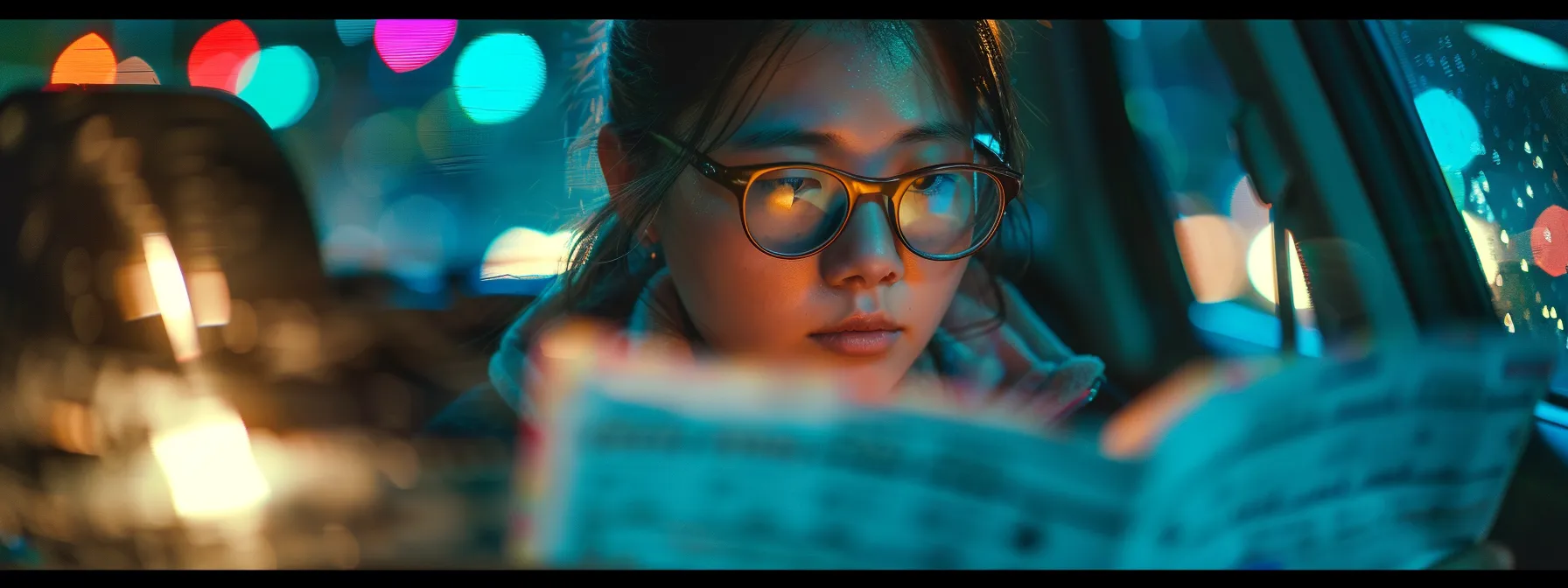 a person studying road signs and regulations for their class d license test.