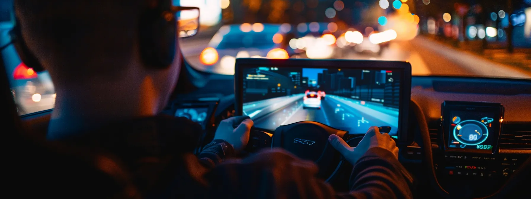 a person completing an interactive online driving course on a computer.