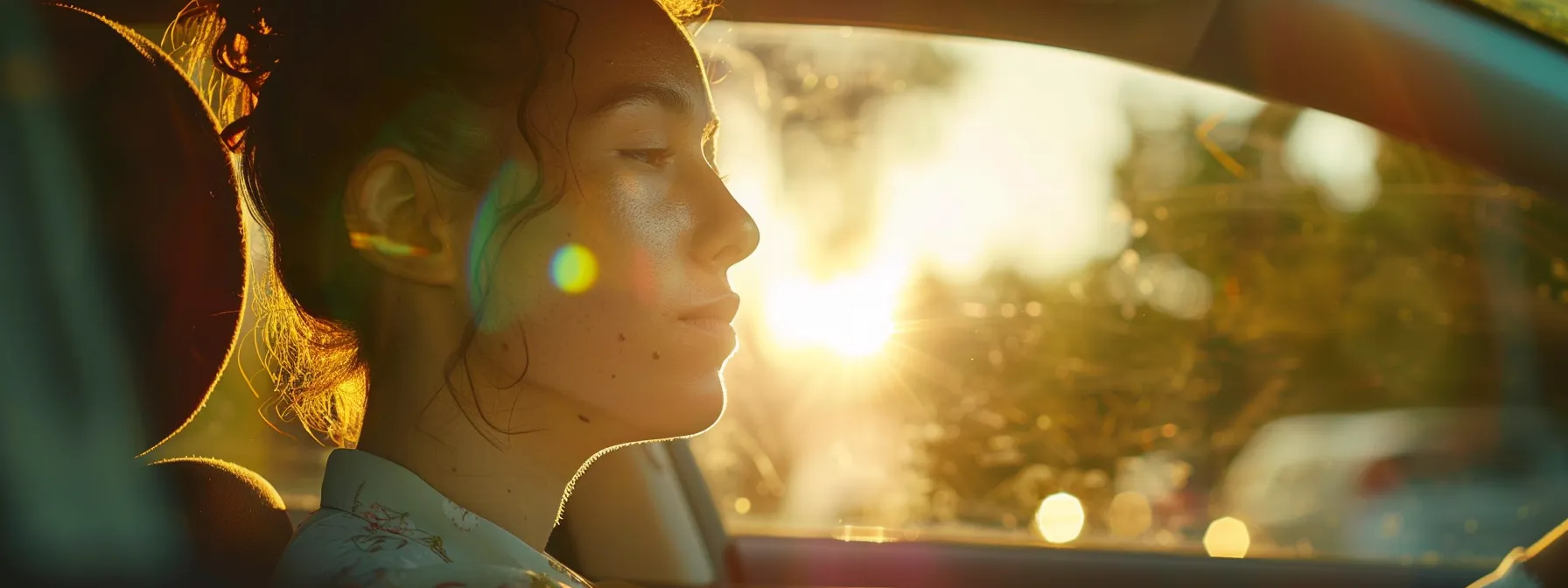 a nervous driver taking deep breaths and visualizing success before a driving test.