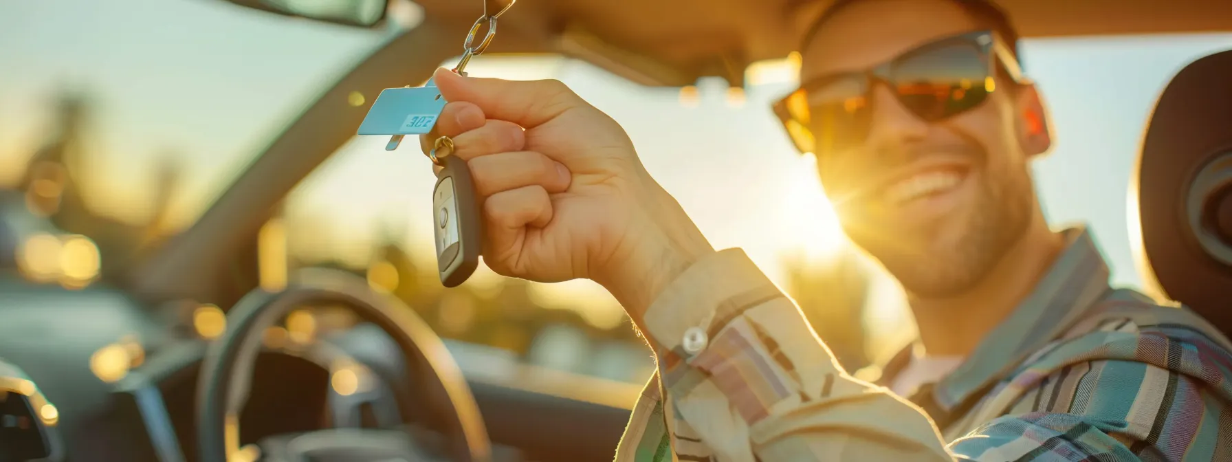 a new driver confidently holding their driver's license and car keys, ready to embark on the road of independence.