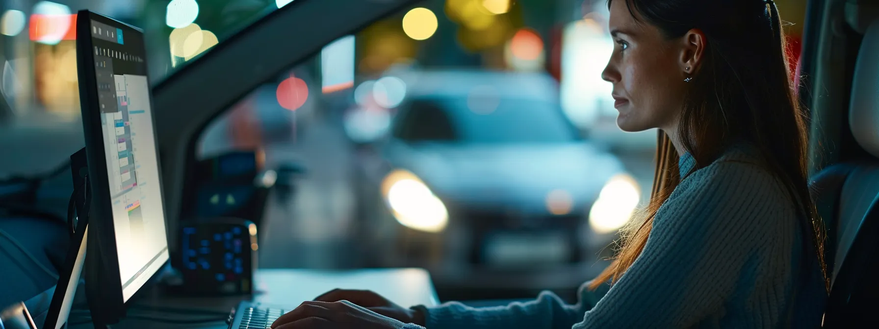 a person using a computer to book a road test online.