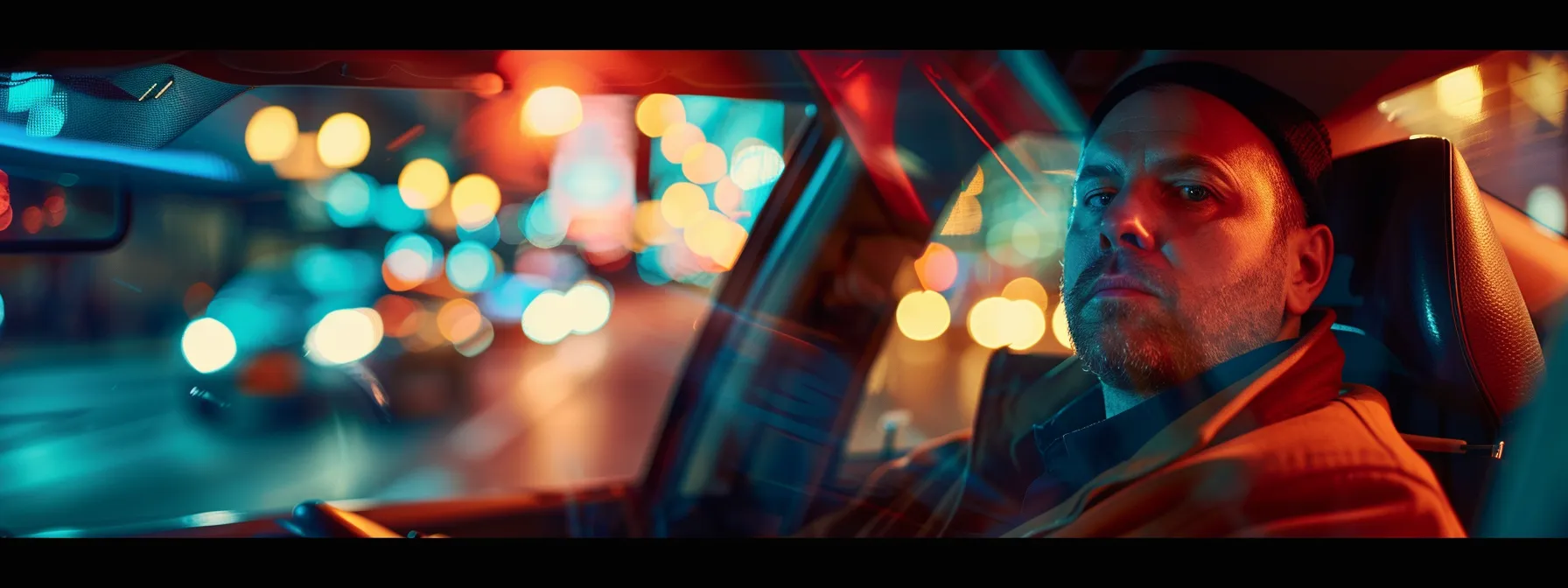 a driver sitting in a vehicle, looking focused and prepared for a road test in new york.