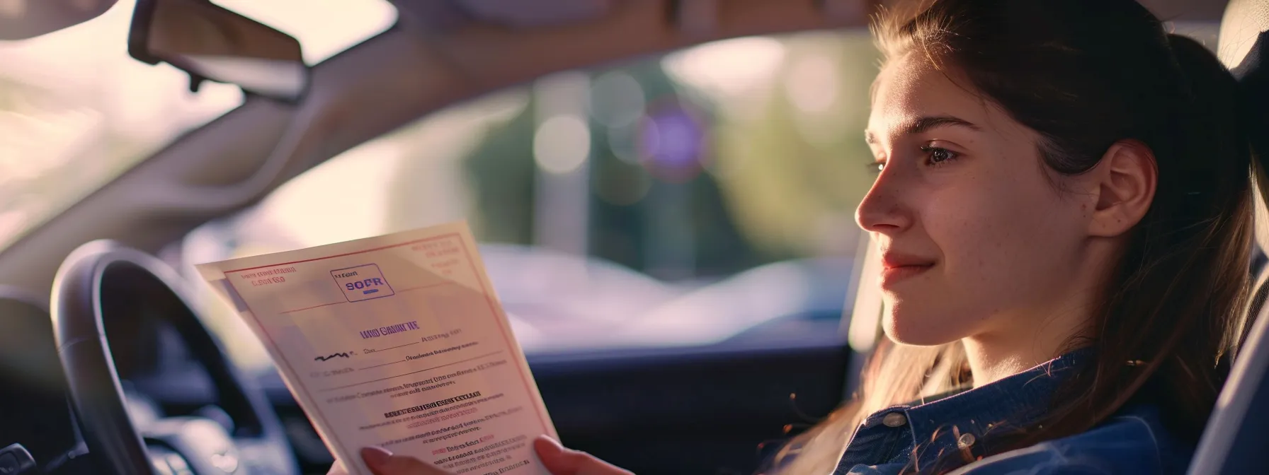 a new driver proudly holds their course completion certificate, eagerly preparing to schedule their road test and take the next step towards obtaining their driver's license.