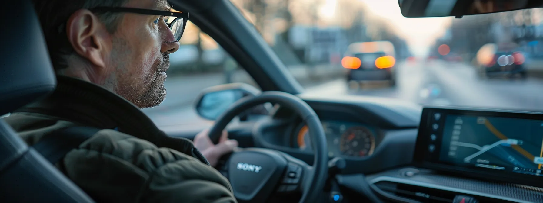 a driver confidently navigating through a series of precise maneuvers during a road test, with a focus on safety and skill.