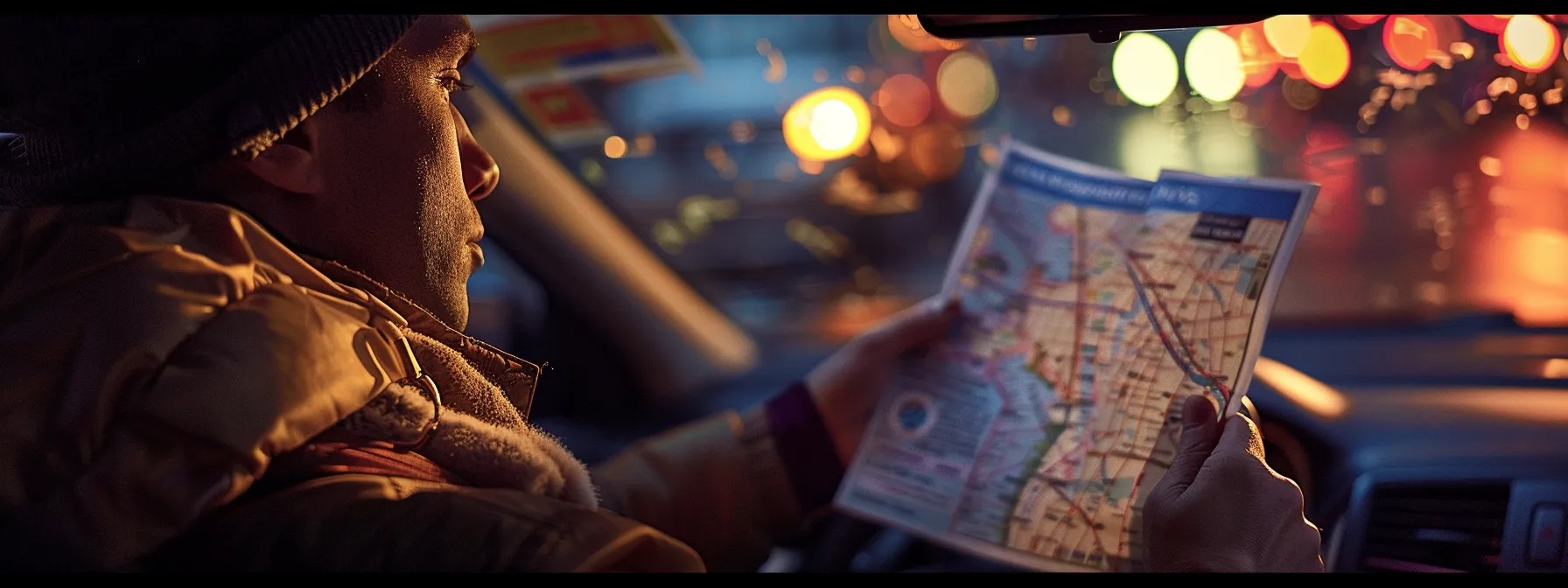 a driver holding a learner's permit with a new york road map in the background, symbolizing legal considerations after passing the dmv test.