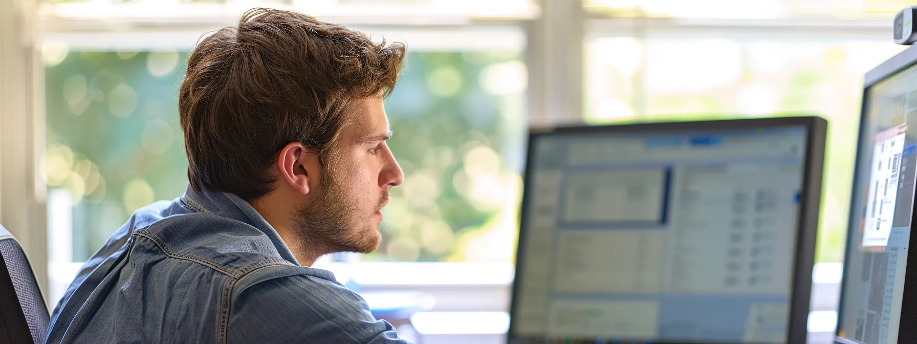 a concerned individual in front of a computer screen, searching for information on accessing detailed performance feedback after taking a dmv test.