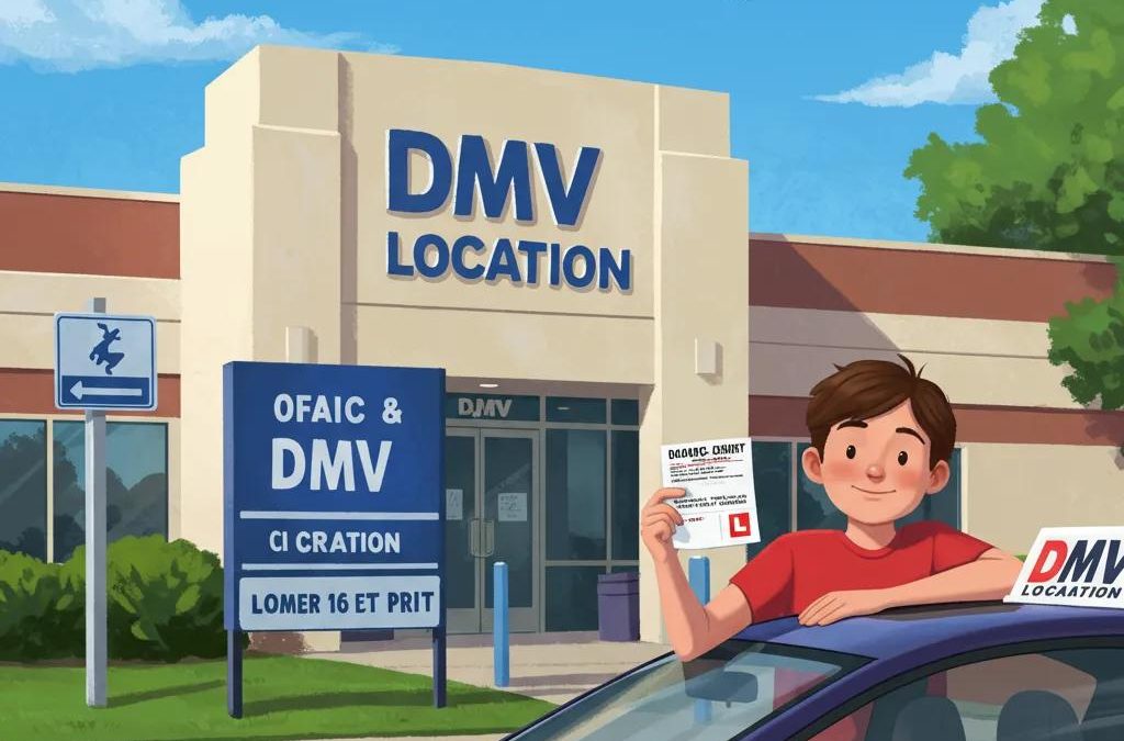 Young driver preparing for New York DMV road test with learner's permit