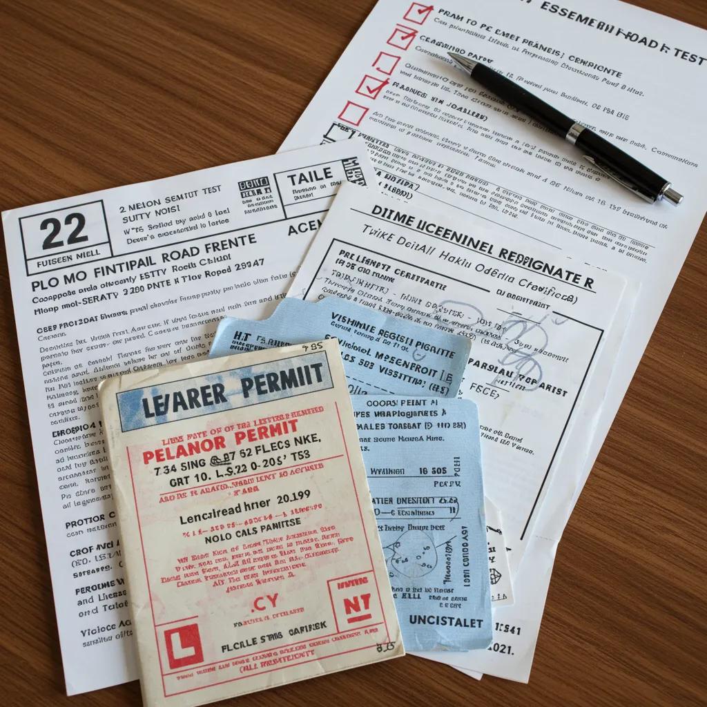 Essential documents for NY road test including learner permit and pre-licensing certificate