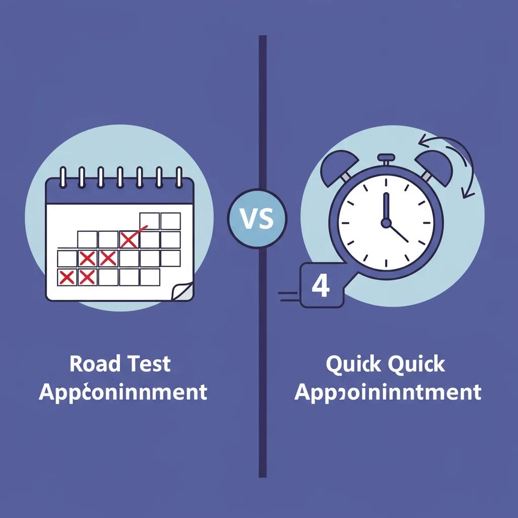Visual comparison of regular and expedited road test appointment options