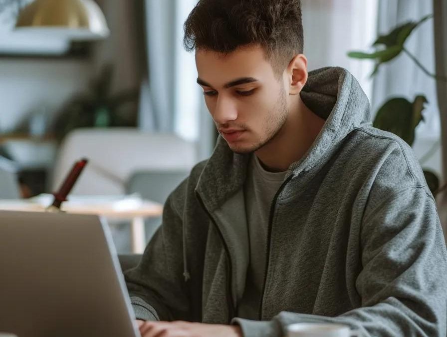 Young adult confidently scheduling their New York DMV road test on a laptop, with a checklist and calendar for easy planning