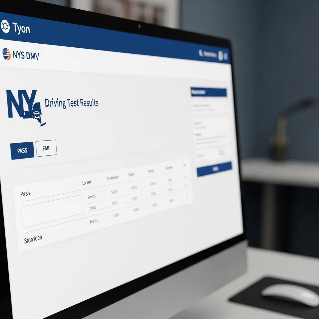 Computer screen showing the NYS DMV results portal interface