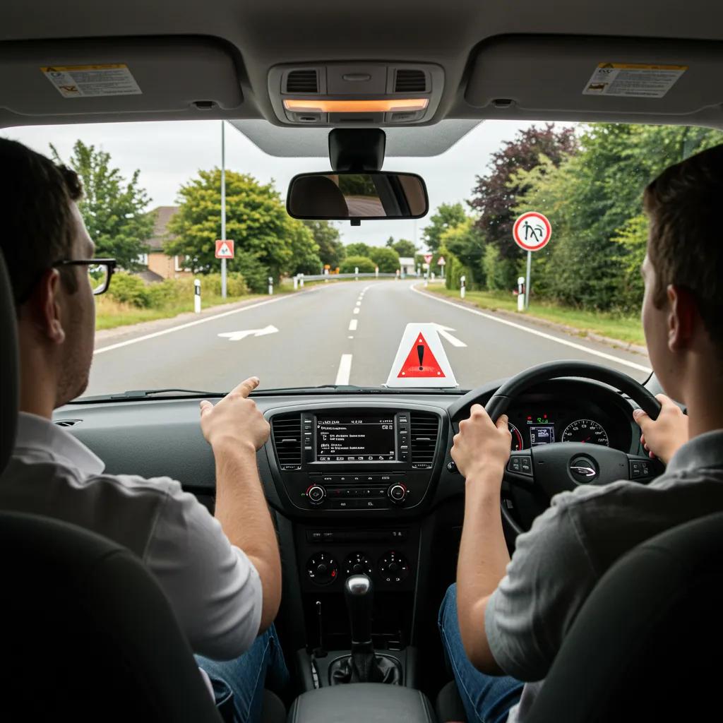 Experienced driving instructor guiding a student through practice maneuvers for the NY road test