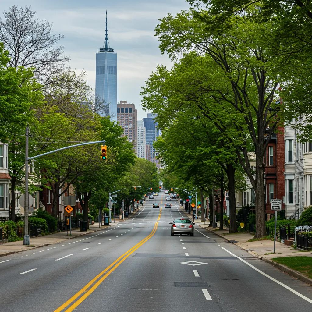 A New York driving route showing urban and suburban areas, perfect for road test practice