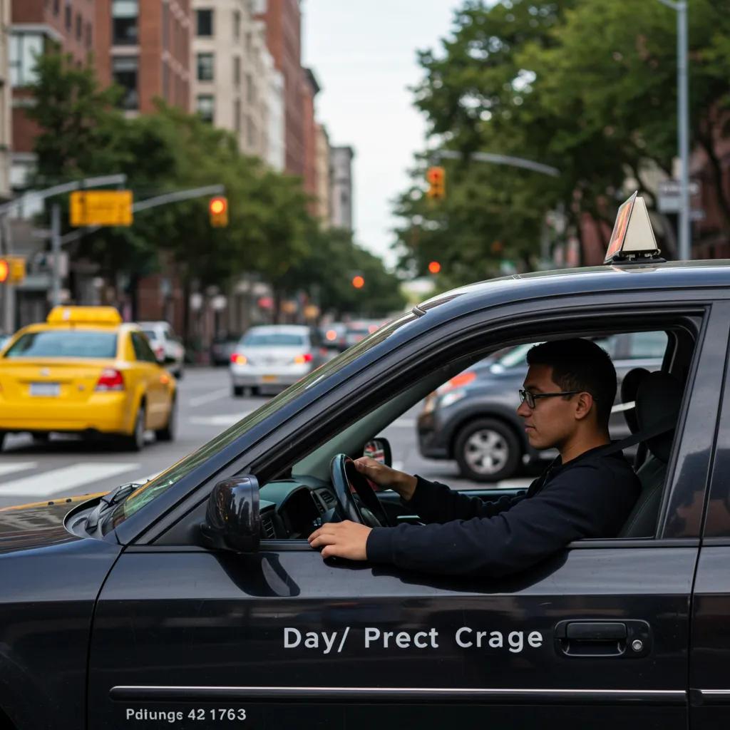 A learner driver confidently executing a lane change in Brooklyn, demonstrating safe driving skills