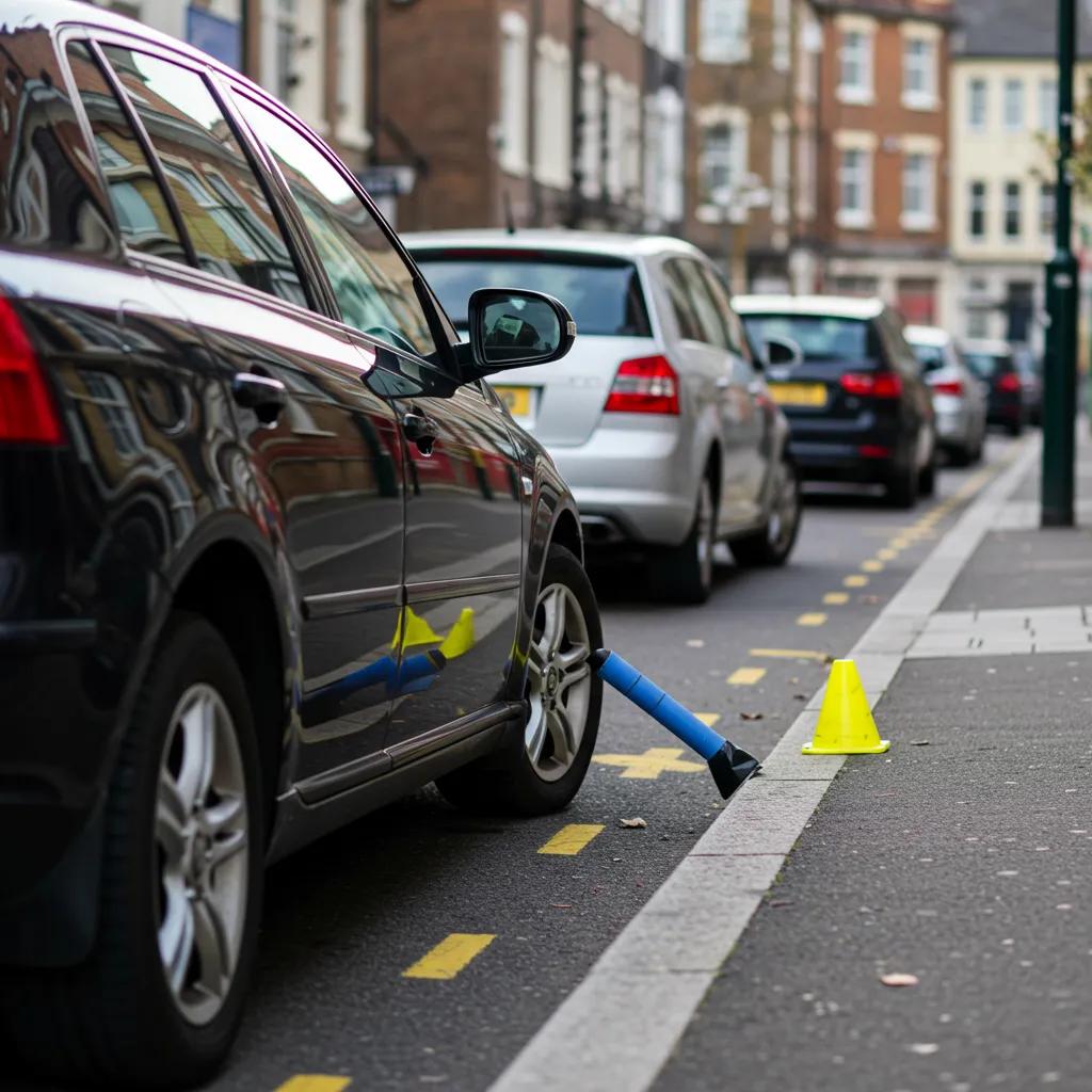 A learner driver expertly practicing parallel parking in a tight spot, mastering essential techniques