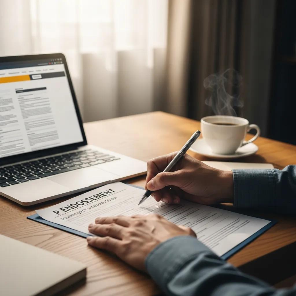 Driver completing P endorsement application in home office