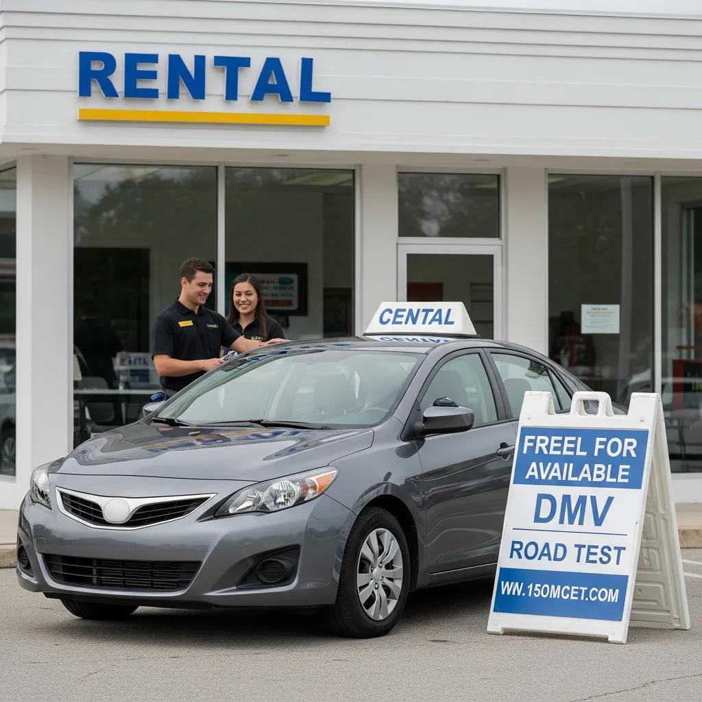 Rental car ready for DMV road test &mdash; check paperwork and inspection