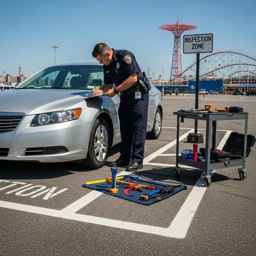 Vehicle inspection and performance evaluation at Coney Island Road Test Site